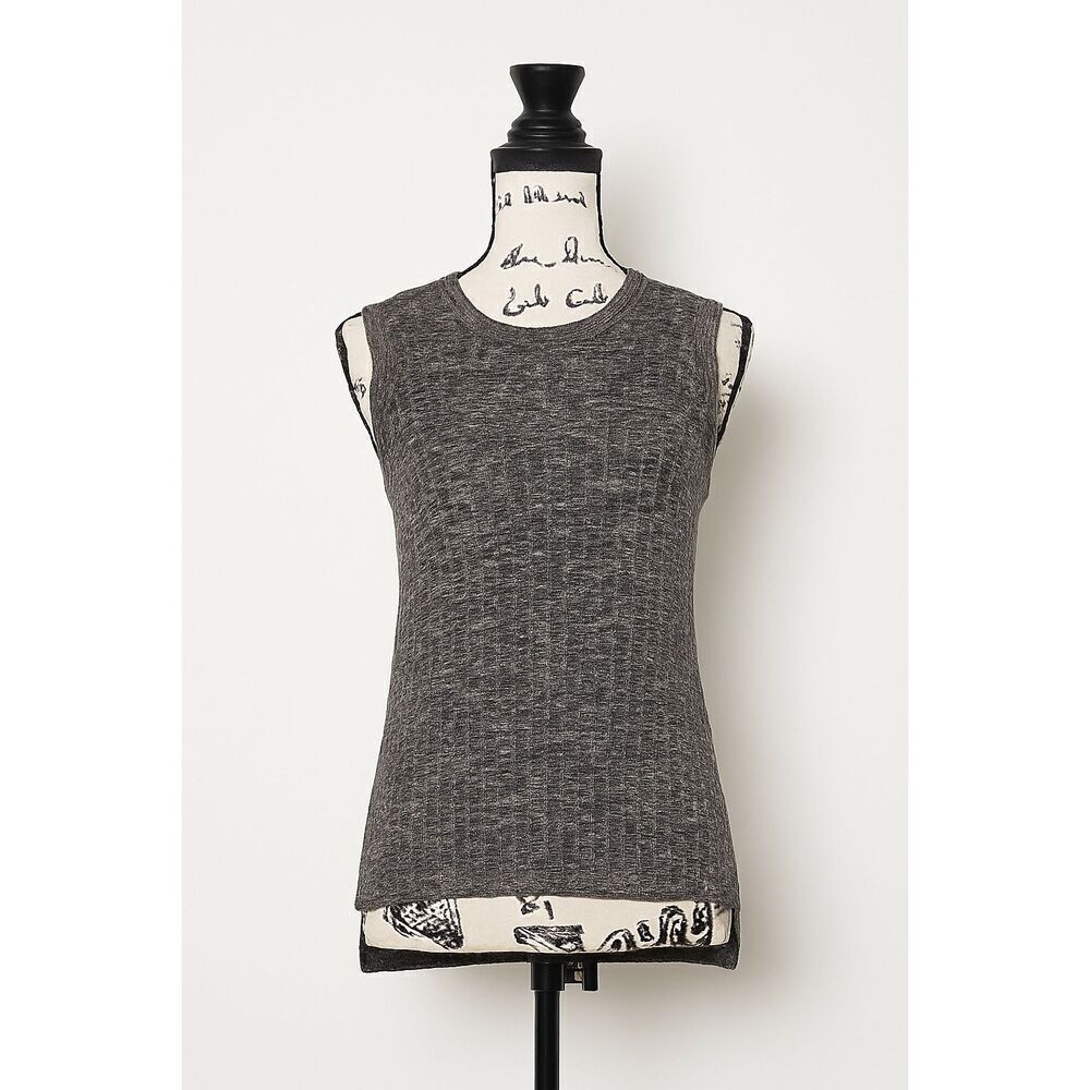 Banana Republic Gray Textured Knit Sleeveless Top | Size XS | High Neck Ribbed T